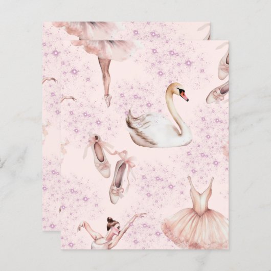 キュートピンクバレリーナダンススクレーブック紙 (正面/裏面)