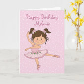 キュートピンクバレリーナ1誕生日カード カード (黄色い花)