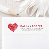 キュートピンクバレンティンズハートホワイト水玉模様 ラベル (インサイチュ)