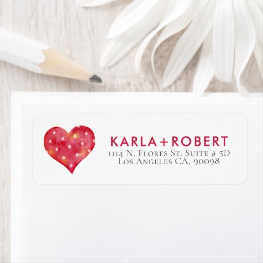 キュートピンクバレンティンズハートホワイト水玉模様 ラベル (インサイチュ)