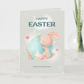 キュートピンクバンニーハッピーイースター シーズンカード (正面)