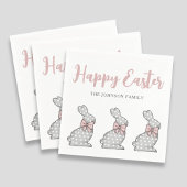 キュートピンクバンニーハッピーイースター スタンダードカクテルナプキン