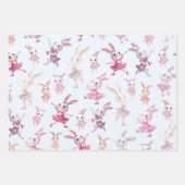 キュートピンクバンニー踊りパターン ラッピングペーパーシート (正面2)
