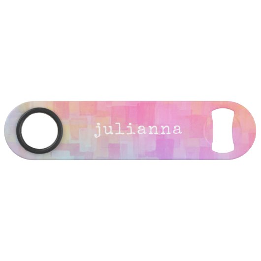 キュートピンクパステル抽象芸術水彩パーソナライズされた スピード栓抜き (正面(横))