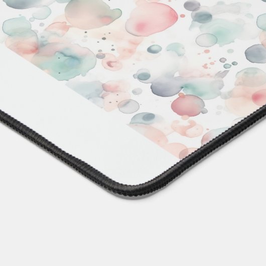 キュートピンクパステル抽象芸術水彩滴 デスクマット (コーナー)