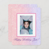 キュートピンクパーソナライズされたネームグリッター誕生日 シーズンカード (正面/裏面)