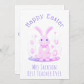 キュートピンクパープルイースターバニープリスクール先生 シーズンカード (正面/裏面)