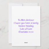 キュートピンクパープルイースターバニープリスクール先生 シーズンカード (裏面)