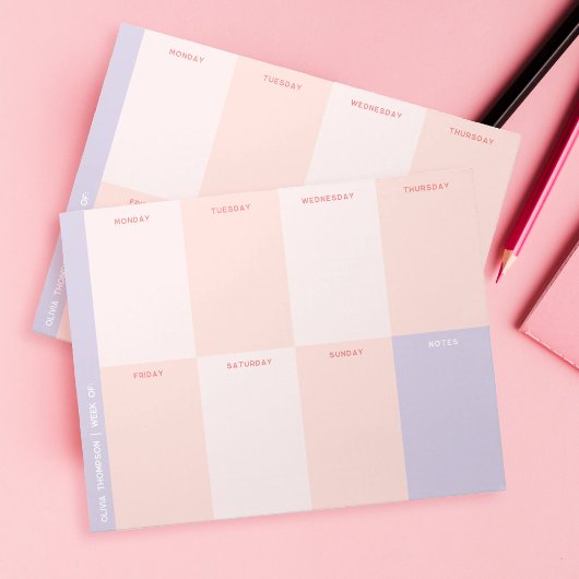 キュートピンクパープルスクールウィークリープランナー ノートパッド