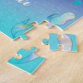 キュートピンクパープルティール(緑がかった色)人魚ガーリーパーソナライズされた ジグソーパズル (側面)