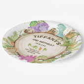 キュートピンクパープル恐竜ジュラシックガール誕生日 ペーパープレート (アングル)