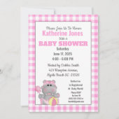 キュートピンクヒッポベビーシャワー招待状 招待状 (正面)