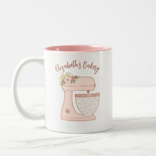 キュートピンクビジネスベーカリーミキサー ツートーンマグカップ (左)