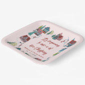 キュートピンクビレッジクリスマスパーティー ペーパープレート (傾斜あり)