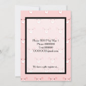 キュートピンクピグ顔パターンおもしろい結婚式招待状 招待状 (裏面)