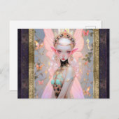 キュートピンクフェアリーガールファンタジーアート ポストカード (正面/裏面)