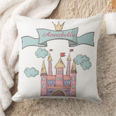 キュートピンクフェアリーテイルプリンセス城名前をカスタムする クッション (ブランケット)