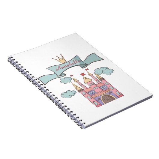 キュートピンクフェアリーテイルプリンセス城名前をカスタムする ノートブック (右側)