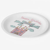 キュートピンクフェアリーテイルプリンセス城名前をカスタムする ペーパープレート (アングル)