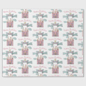 キュートピンクフェアリーテイルプリンセス城名前をカスタムする ラッピングペーパー (フラット)