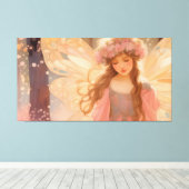 キュートピンクフェアリー絵画ファンタジー キャンバスプリント (インサイチュ (ウッドフロア))