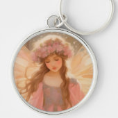 キュートピンクフェアリー絵画ファンタジー キーホルダー (正面)