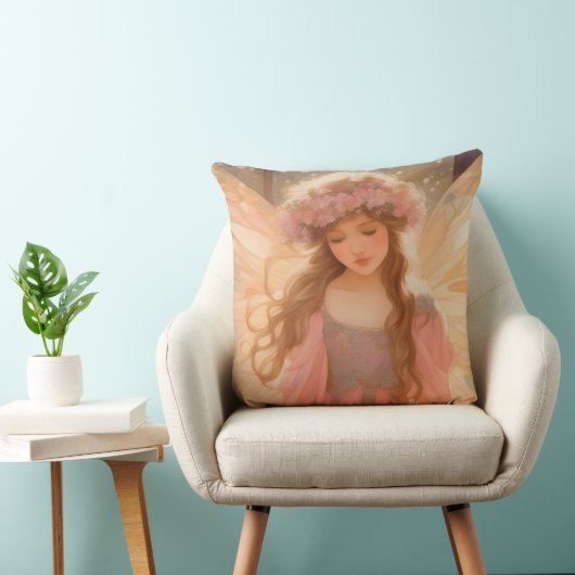 キュートピンクフェアリー絵画ファンタジー クッション (椅子)