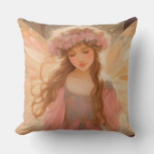 キュートピンクフェアリー絵画ファンタジー クッション (正面)