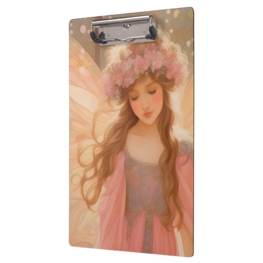 キュートピンクフェアリー絵画ファンタジー クリップボード (左)