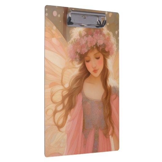 キュートピンクフェアリー絵画ファンタジー クリップボード (右)