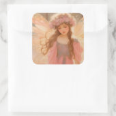 キュートピンクフェアリー絵画ファンタジー スクエアシール (バッグ)