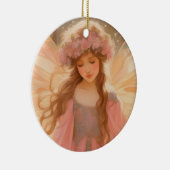 キュートピンクフェアリー絵画ファンタジー セラミックオーナメント (右)