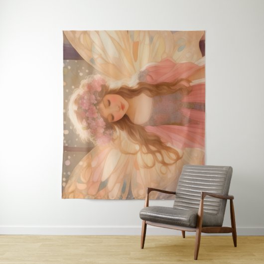 キュートピンクフェアリー絵画ファンタジー タペストリー (インサイチュ)