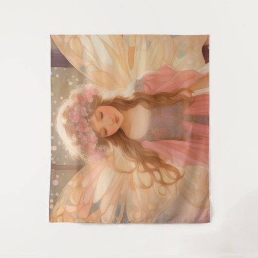 キュートピンクフェアリー絵画ファンタジー タペストリー (正面)