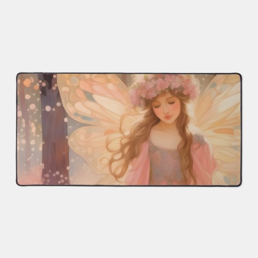 キュートピンクフェアリー絵画ファンタジー デスクマット (正面)