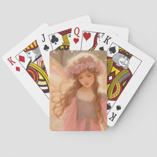 キュートピンクフェアリー絵画ファンタジー トランプ (裏面)
