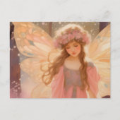 キュートピンクフェアリー絵画ファンタジー ポストカード (正面)