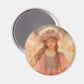 キュートピンクフェアリー絵画ファンタジー マグネット (正面/裏面)