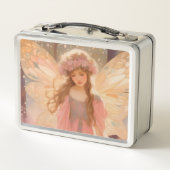 キュートピンクフェアリー絵画ファンタジー メタルランチボックス (裏面)