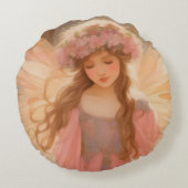 キュートピンクフェアリー絵画ファンタジー ラウンドクッション (裏面)