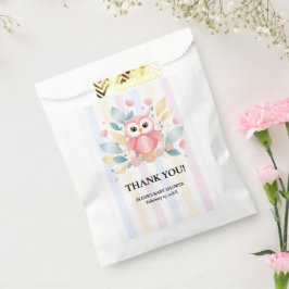 キュートピンクフクロウパステルフローラデザインベビーシャワー フェイバーバッグ