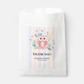 キュートピンクフクロウパステルフローラデザインベビーシャワー フェイバーバッグ (正面)