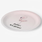 キュートピンクフラミンゴイラストレーション誕生日 ペーパープレート (アングル)