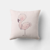 キュートピンクフラミンゴイラストレーション クッション (裏面)
