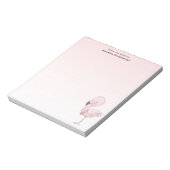 キュートピンクフラミンゴイラストレーション ノートパッド (回転)