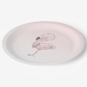 キュートピンクフラミンゴイラストレーション ペーパープレート (アングル)