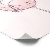 キュートピンクフラミンゴイラストレーション ポスター (角)