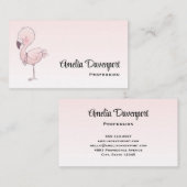 キュートピンクフラミンゴイラストレーション 名刺 (正面/裏面)