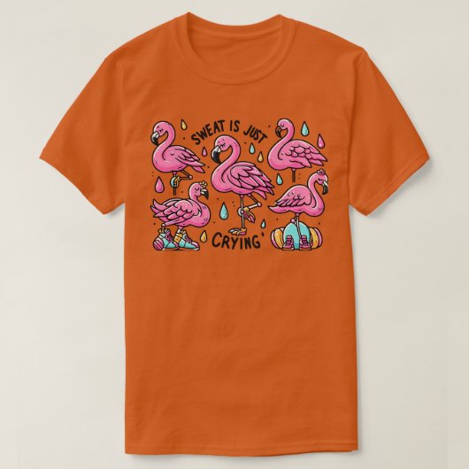 キュートピンクフラミンゴジムトレーニング Tシャツ (デザイン正面)