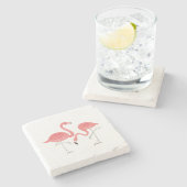 キュートピンクフラミンゴスイラストレーション ストーンコースター (横)